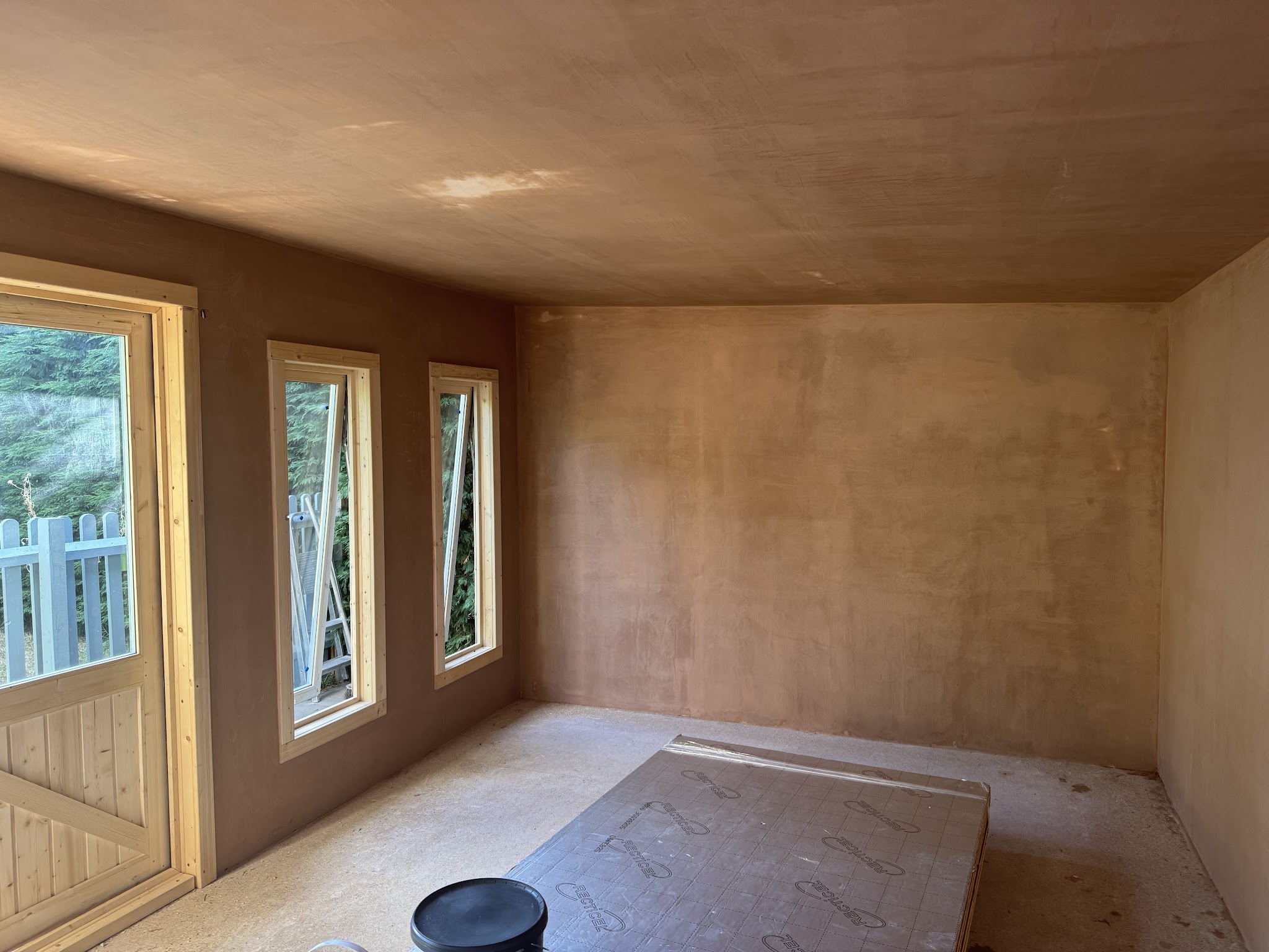 The inside of a newly built annex, freshly plastered